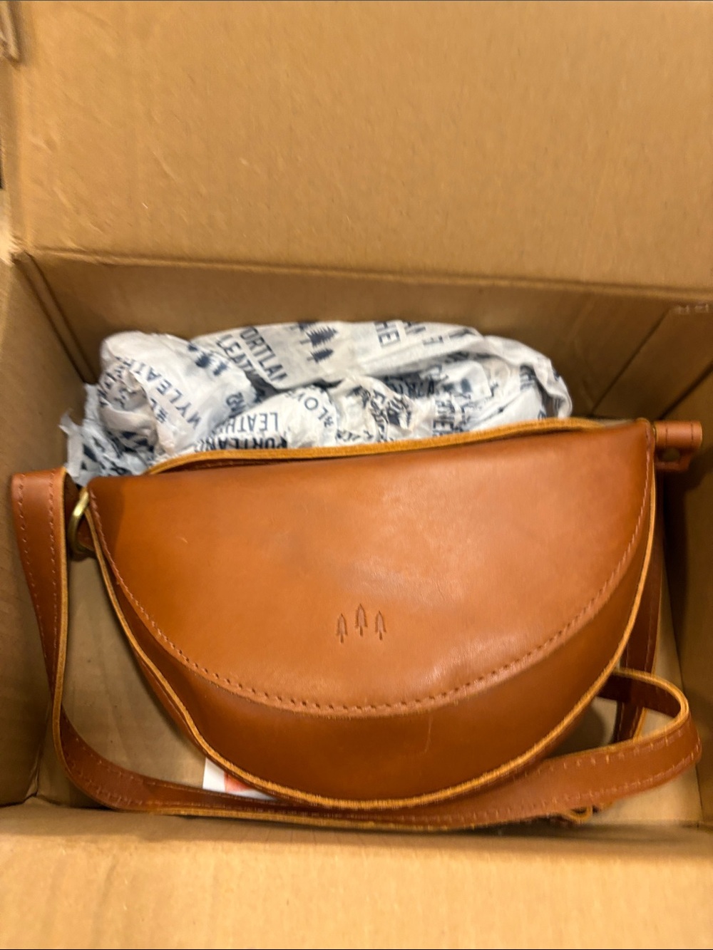 Portland Leather small Koala Crossbody Bag in honey